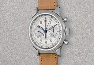 Chronographe-bracelet Longines avec compteur des minutes central (réf. 5699), breveté en 1942